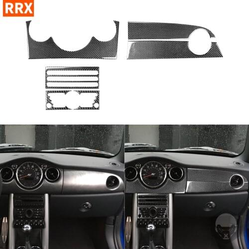 For Mini Cooper S One Hatch R50 R53 2005 2006 Carbon Fiber Sticker Center Speedometer Frame AC FM Panel Interior Car Accessories