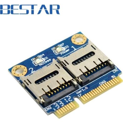 Dual TF Micro SD Card to Mini pcie pci express pci-express PCI-E Express with half Bracket Memory Card Reader Adapter