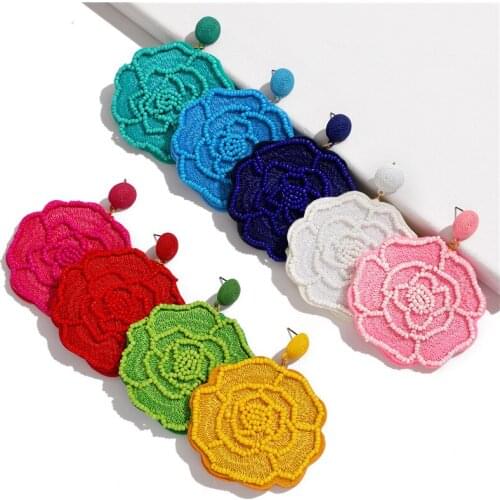 Geometric Womens fashion earrings New arrival Floral crystal tassel beads flower EARRINGS