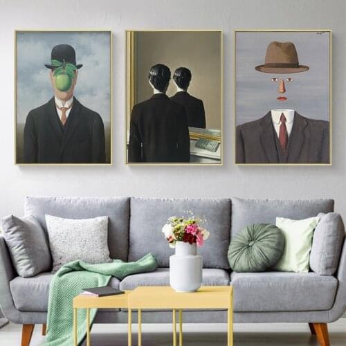 Surrealism Art Pictures The Son of Man By Rene Magritte Canvas Paintings Wall Art Posters and Prints for Home Living Room Decor