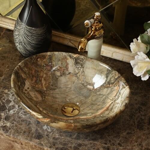 Ceramic wash basin oval Countertop wash hand basin European marble art Hand Painted bathroom sink bowls mx9251649
