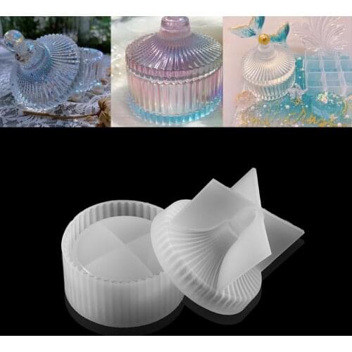 Round Stripe Storage Box Crystal Silicone Molds Trinkets Box Epoxy Resin Mold DIY Gift Boxes Jewelry Making Findings Accessories