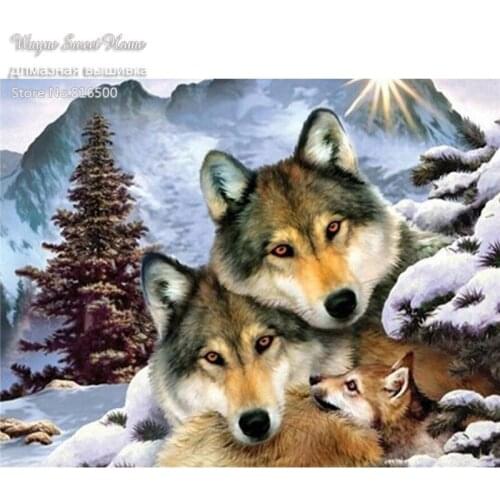 Hot Sales 5D Diamond Painting 100% Full Square Drill Home Decoration Cross Stitch Mosaic Embroidery Needlework Yarn Wolf Family