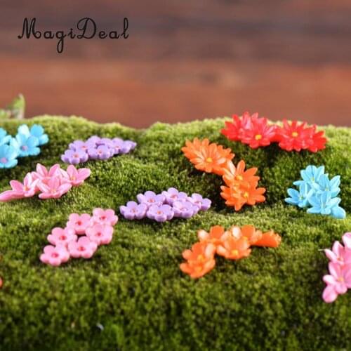 MagiDeal 10Pcs Lifelike Moss Flower Miniature Fairy Garden Micro Landscape Miniatures Bonsai Ornament Dollhouse Decor Craft