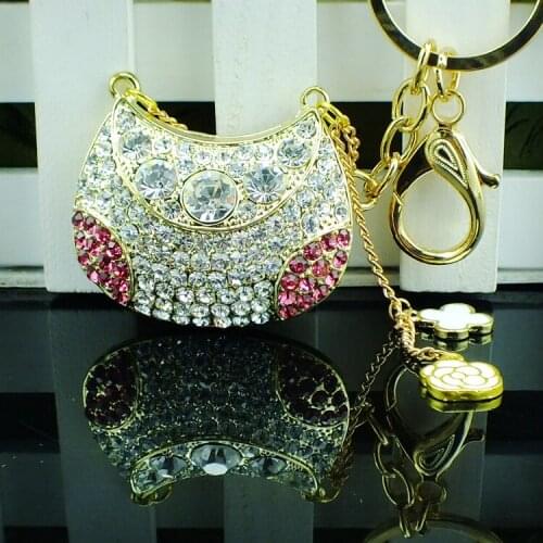 JINGLANG Fashion Lobster Clasp keyring Crystal Handbag Keychain For Women Charm Keyring Gift