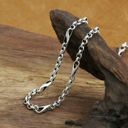 Fashion S925 Sterling Silver Retro Thai Silver Vintage Style Custom Made Triangular Men Ane Women Necklace