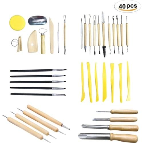40 pieces Professional Clay Pottery Sculpting Tools set Wax Pottery Ceramics Tools DIY Craft Clay Modeling Carving Tool kits