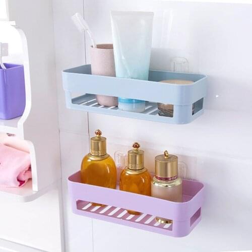 Wall Mounted Plastic Bathroom Storage Rack Makeup Organizer Shower Cosmetic Shelf Kitchen Holder