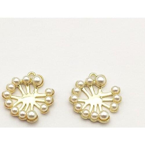 New Arrival! 27x26mm 50pcs Imitation pearls Flower Charm for Handmade Necklace Earring DIY Parts,Jewelry Findings & Components