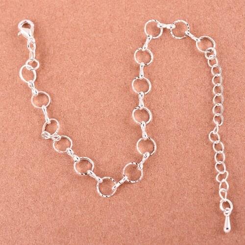 New Simple Silver Color Circles Bracelet & Bangles for Woman Sweet Metal Round Chain Female Bracelets Wholesale Gifts