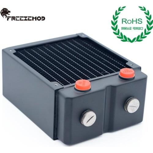 FREEZEMOD computer pc water cooler copper radiator 3 layers 65MM thick copper fins G1/4 ROHS certification. TSRP-HP65-120