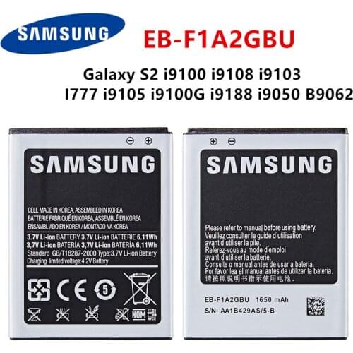 SAMSUNG Orginal EB-F1A2GBU 1650mAh Battery For Samsung Galaxy S2 i9100 i9108 i9103 I777 i9105 i9100G i9188 i9050 B9062