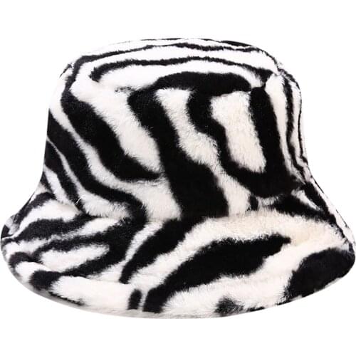 Winter Men Women Bucket Hats Striped Printed Thermal Plush Hat Fisherman Hat Basin Bucket Hats Панама Gorros Mujer Casquette