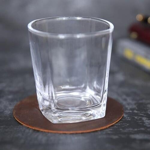 2pcs/pack 10cm Genuine Leather Placemats Round Coaster Square Cups Mats Glass Pads Table Decoration Collection
