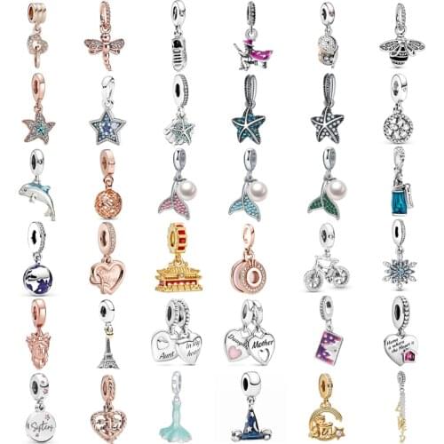 New Fashion Charm Original Dragonfly Bicycle Earth Hat Pendant Fits Original Pandora Ladies Bracelet Jewelry Gift