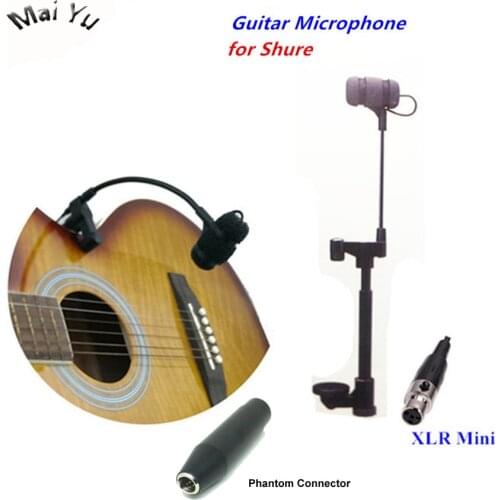 Professional Music Instruments Guitar Microphone Condenser Lapela Microfone for Shure Wireless Transmitter XLR Mini 4Pin Phantom