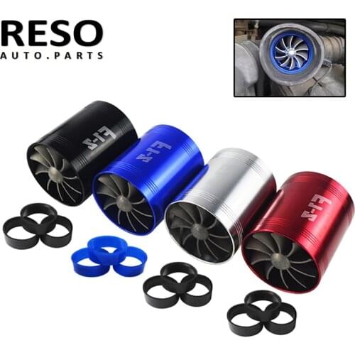 RESO-Car Turbine Supercharger kit F1-Z Double Turbine Turbo Charger Air Intake Gas Fuel Saver Fan for Air Intake Hose 65-74mm