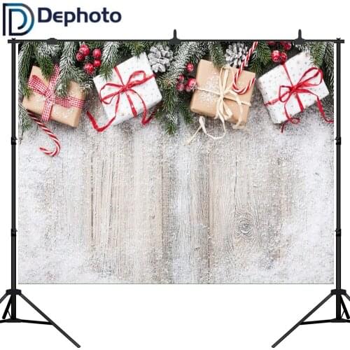 Dephoto Christmas Background for photos Wooden Gift Snowflake Photography Backdrop Childrens camera new year photocall
