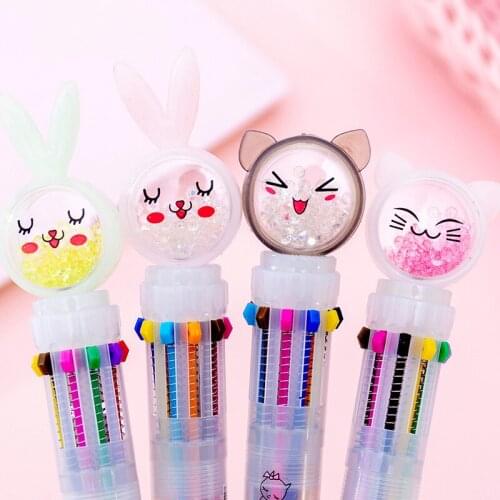 10 Color Flash Drilling Cat Ballpoint Pen Creative Multicolor For Writing Stationery Office School Pen Ballpen Pens for Writing