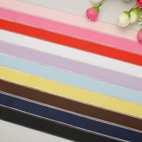 Mixed ribbon 1" 25mm 10 colos Silver Edged Grosgrain ribbon hairbow DIY material, 1yards/ color total 10colors mixed