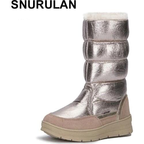 SNURULAN 2019 popular winter high top boots new stylish women warm thick boots simple shoes women flat shoes three colors