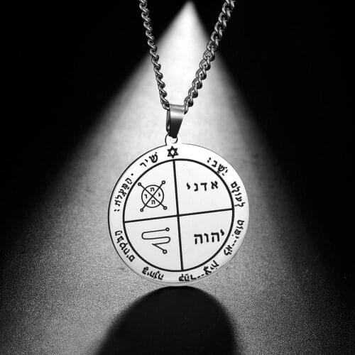 Teamer Seal of Solomon Pendant Necklace Men Stainless Steel Necklace Vintage Viking Wicca Jewelry Pentacle Venus Talisman Gifts