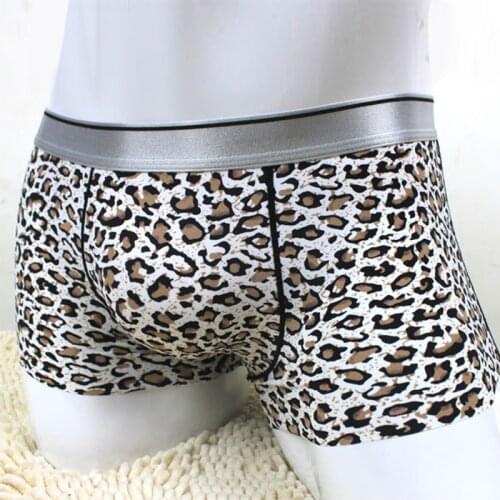 Hot Sale brand high quality ice silk mens underwear boxer shorts sexy cuecas boxers pants underpants men gay panties leopard XL
