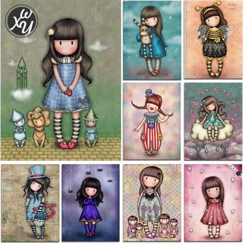WEIWEI Diamond Art Cartoon Doll Mosaic Cross Stitch Kits 5D Diy Diamond Painting Embroidery Picture of Rhinestone for Home Decor