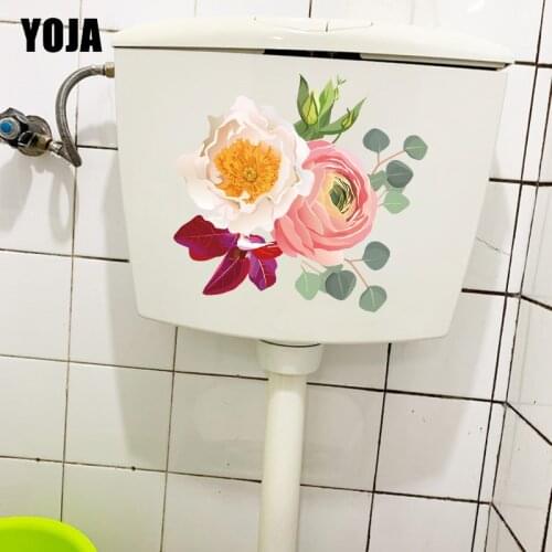 YOJA 21.5CM×20.1CM Fresh Peony Home Living Room Decoration Wall Stickers Toilet Decals T1-2537