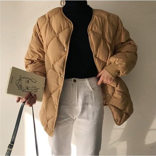 New 2020 Office Fashion Casual Winter Windbreaker Coat Women Warm Loose Cotton Coats Long Sleeve Outerwear High Quality135B