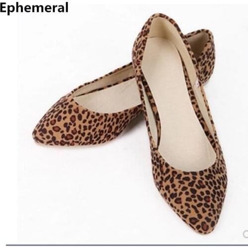 Female Leopard Printed Glitter Toe Flats Plus Size 34 43 39 40 Black Brown Beige Shoes Spring Brand Loafers Slip-Ons Breathable