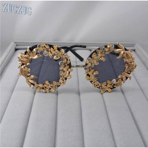 Super Luxury Baroque Sunglasses Women Metal Flower Vintage Eyewear Brand Design Sun Glasses Outdoors Casual Fashion Accessories