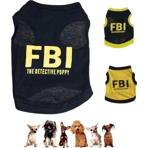 Fbi Detective Puppy Printed Cotton Poodle Bichon Pomeranian Vest Dog Clothing Spring and Summer Thin Pet Dogs Clothes Supplies