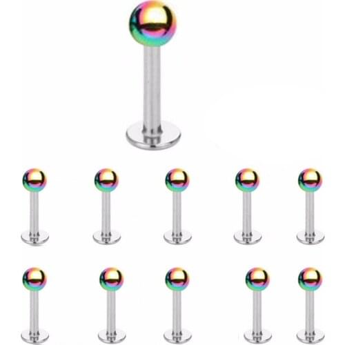 1Pc 16G Rainbow Ball Labret Tragus Cartilage Earring Punk Tragus Lip Ring Monroe Ear Cartilage Earring Piercing Jewelry