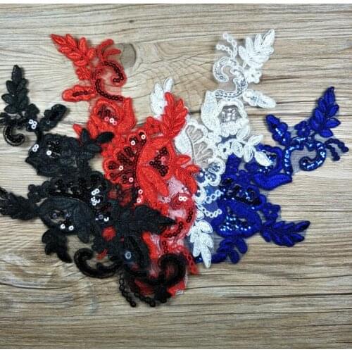 10 Pieces Glitter Sequin Wedding Veil Head Ornament Lace Applique Royal Blue Red Black Ivory Lace Trim Dress DIY Lace Accessorie