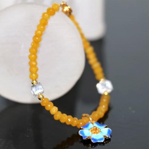 2*4mm yellow natural stone chalcedony jades abacus rondelle beads strand bracelets bangles cloisonne diy jewelry 7.5inch B2958