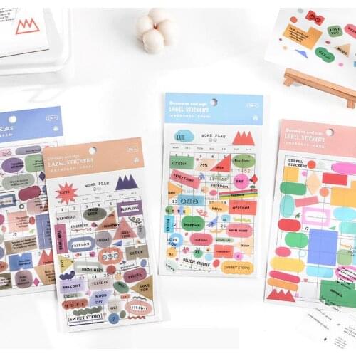 2sheets/set Sticker The Geometry Of Color Hand Account Series Set Diy Cute Stickers Ins Style Scrapbooking Stationery