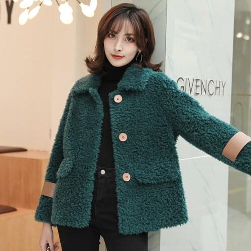 Shearing Sheep Clothes 2020 100% Wool Korean Parka Real Fur Winter Coat Women Jacket 919264 YY2346