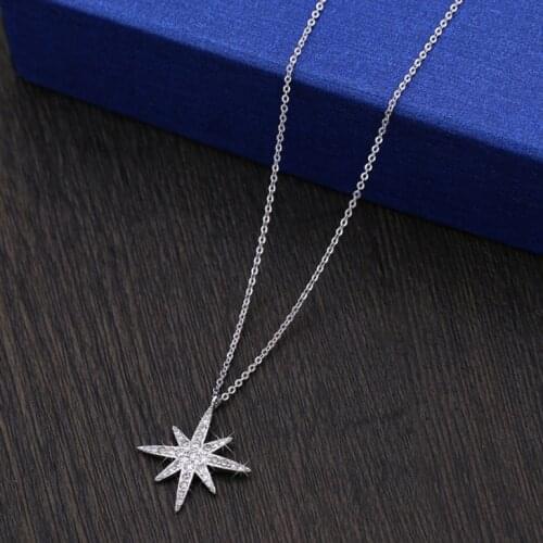 2021 Best Quality Wedding Anise star necklace 925 silver Original Crystals From Swarovskis Elegant clavicle with accessories
