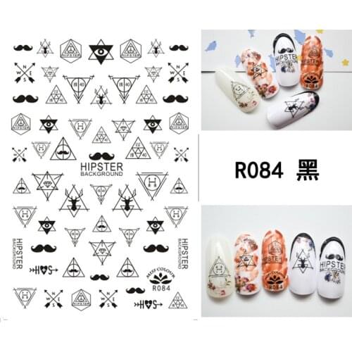 3D Nail Sticker Black Geometry Line Stickers Autumn Fashion Small Compact Adhesive Stickers for Manicure Nail Art Decoration