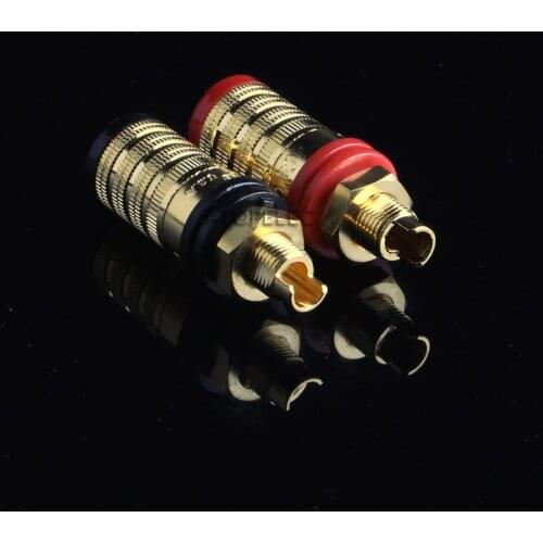 4pcs CMC-838-S-G 24K Gold Plated Brass Speaker AMP Short Binding Post HiFi Banana Jack Connector Socket Panel Chassis Mount