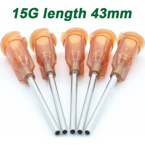 50pcs 15G length 43mm Precision passivated S.S. Dispense Tip with PP Safetylok hub, glue dispenser needles