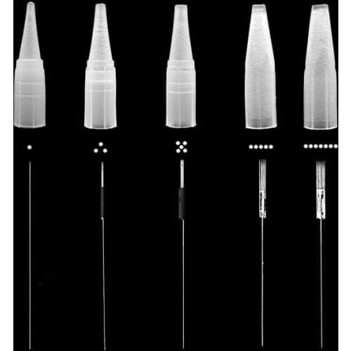 500pcs Disposable Sterilized Professional Tattoo Needles with 500 pcs Tips for Permanent Makeup Eyebrow Machine