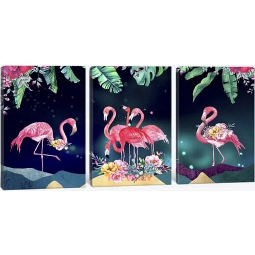 Full diamond embroidery"Flamingo Tropical green leaf"fantasy diamond painting full square round 3d Cross Stitch mosaic diamond