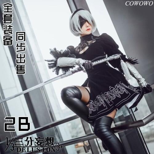 Anime! Game NieR Automata 2B Battle Suit Black Dress Sexy Uniform Cosplay Costume Halloween Outfit For Women Free Shipping
