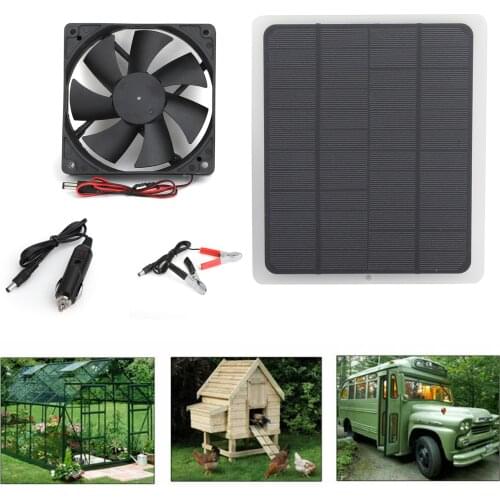 Areyourshop Solar Powered USB Fan Air Vent Ventilator For Greenhouse Pet Dog Chicken House