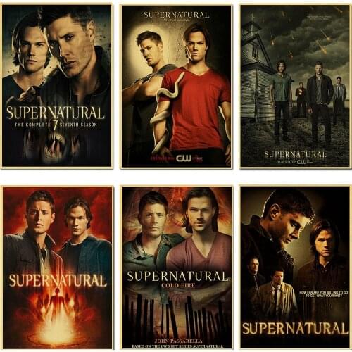 Spiritual TV series Sam Winchester Dean Wincheste SD Retro Poster Kraft Paper For Home Bar Wall Bar Kids Room magic horror