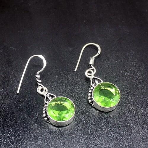 Gemstonefactory Big Promotion Unique 925 Silver Gushing Natural Green Topaz Women Ladies Gifts Dangle Drop Earrings 20212330