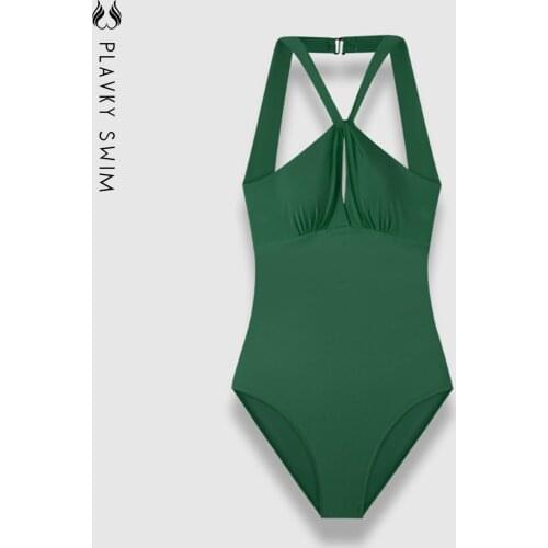Deep Green Halter Cross Bandage One Piece Swimsuit Women Sexy Swimwear Swim Beach Wear Bathing Suit 2021 Monokini Bodysuit