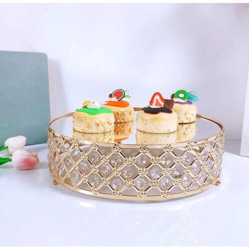 Hot Gold Mirror Metal Cake Stand Round Cupcake Wedding Birthday Party Dessert Pedestal Display Plate Home Decor